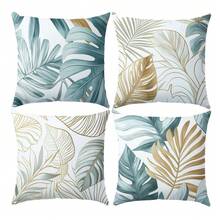 Bộ 4 vỏ gối họa tiết lá tối giản, vải nhung đào một mặt, vỏ gối 45*45/50*50/40*40CM thích hợp trang trí phòng, trang trí phòng khách sofa hiện đại, quà tặng, tiệc tùng - Nhiều màu - Xem 12