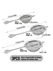 1件/3件304不锈钢茶壶手柄和茶具套装，茶滤，茶叶过滤器，功夫茶配件，厨房果汁筛，冰沙筛，鸡尾酒筛 - 彩色 - 查看 2