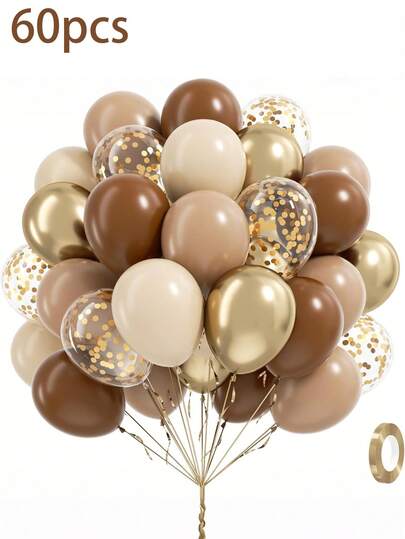 30/60 Stücke braune und goldene Ballons für neutrale Babyparty, Geburtstag, Baby-Shower Party Dekoration - hellsandweiße Konfetti Ballons