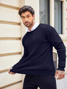 Men's Knitted Sweater, Twist Collar Design, Loose And Warm