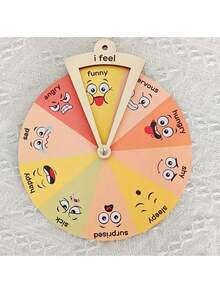 1 buc. Cadran din lemn pentru reglarea emoțiilor, stil rustic - Instrument de gestionare a stării de spirit cu fețe expresive și placă de afișare pe masă - Decorațiune fără electricitate pentru dormitor/spații familiale - Decor sezonier de sărbători (Halloween/Ziua Recunoștinței/Juneteenth), ajutor pentru conștientizarea bunăstării mintale, semn pentru biroul terapeutului, instrument de învățare a sentimentelor, piesă centrală pentru inițierea conversațiilor (fără suport)