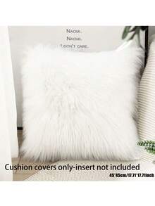 1pc Solid Color Soft Plush Square Decorative Throw Pillow Case (Pillow Insert Not Included) - Khaki - View 13