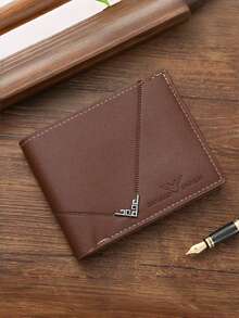 1-3pcs/Set Men's PU Leather Short Wallet, Fashionable Plaid Soft Wallet, Black Business Wallet With Coin Pouch, Large Capacity Multi-Card Slots, Can Hold Large Bills, Minimalist Coin Pocket, Credit Card/Bank Card/ID/Photo Card Slots, Bifold Credit Card Slots With ID Window - Multicolor - View 7