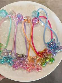 5pcs/1pc Colorful Cartoon Bear Hair Ties, Cute Candy Color Hair Scrunchies, High Elasticity Ponytail Holders, Harmless Hair Accessories, Random Color ,Makeup ,Hair Elastics ,Hair Rubber Bands ,Hair Rope Head Accessories