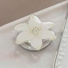 White Lily Flower Magnetic Phone Case Stand, Expandable Portable Minimalist Phone Holder Bracket Compatible With IPhone, Android Phone, Gift For Birthday, Family, Friends Push-Pull Phone Grip Phone Accessories - Multicolor - View 1