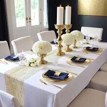 1PC 27.56x157.48inch Table Runner, Gold Glitter Wedding Table Runner, Mesh Gold Foil Wedding Table And Chair Decoration, Party Decoration(Multiple Sizes Available)