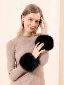 Artificial Fur Short Wrist Cuff Winter Wrist Cuff Warm Plush Wrist Cuff Suitable For Ladies And Girls Love - Multicolor - View 5