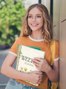 week plan 1 pieza Planificador semanal espiral A5 - Planificador diario sin fecha con listas de tareas, cuadros de enfoque y seguimiento de hábitos - Diario de escritorio duradero para útiles escolares, regalos de Halloween para mujeres y hombres