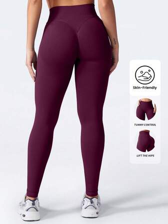 Yefecy Sömlösa sportleggings med hög midja för kvinnor, rumplyftning, fitnessyogabyxor, magkontroll, rynkade smala tights