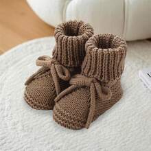 Baby Boys Girls Knitted Shoes Soft Sole First Walking Socks Comfortable Indoor Booties - Cà phê nâu - Xem 3
