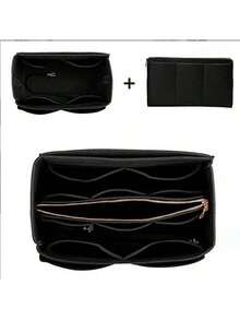 1pc Extra Large/Large/Medium/Small Felt Fabric Liner Bag, Large Capacity Makeup Bag, Felt Bag With Removable Inner Pouch, Minimalist Organizer