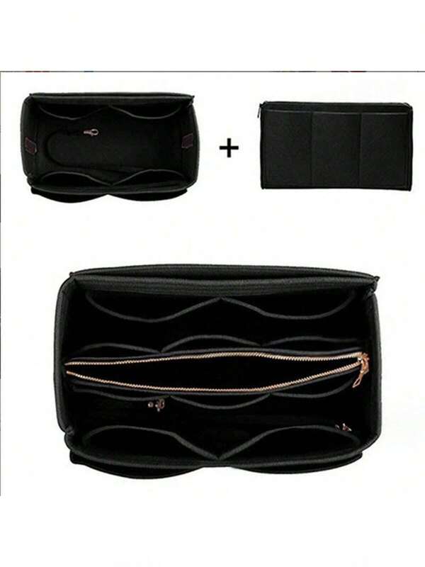 1pc Extra Large/Large/Medium/Small Felt Fabric Liner Bag, Large Capacity Makeup Bag, Felt Bag With Removable Inner Pouch, Minimalist Organizer