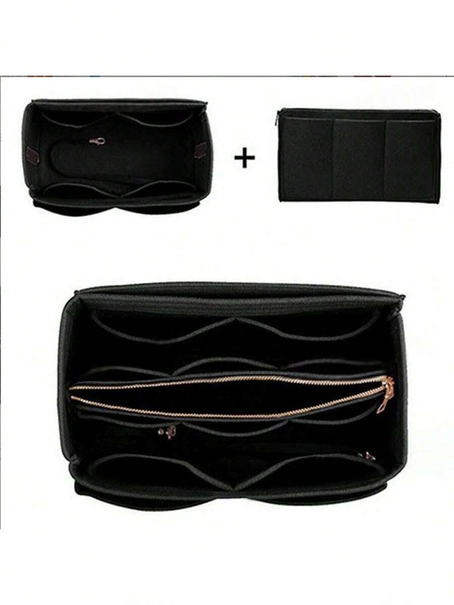 1pc Extra Large/Large/Medium/Small Felt Fabric Liner Bag, Large Capacity Makeup Bag, Felt Bag With Removable Inner Pouch, Minimalist Organizer