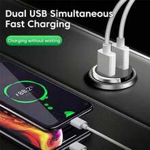 200W(Max) Mini USB Pull Ring Car Charger Fast Charging Dual USB Ports Phone Charger Compatible With Iphone Cigarette Socket Lighter Quick Charger 3.0 In Car - Multicolor - View 4