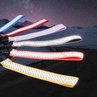 2pcs Striped Reflective Outdoor Streamers, Cycling Night Light Warning Sign, Backpack Hanging Accessory, Reflective Ribbon Keychain