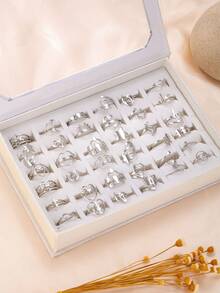 3/6/12/18/24/36pcs Fashionable & Cute Butterfly, Heart, Crown, Star, Diamond Multi-Element Ring Set, Suitable For Teenage Girls For Daily Wear Or Gift (Random Styles & Sizes, No Gift Box)