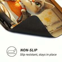 1 pièce Tapis de séchage de vaisselle pour comptoir de cuisine à imprimé chat, super absorbant cache les taches, tapis polyvalent à dos en caoutchouc pour égouttoir à vaisselle, machine à café, lave-linge