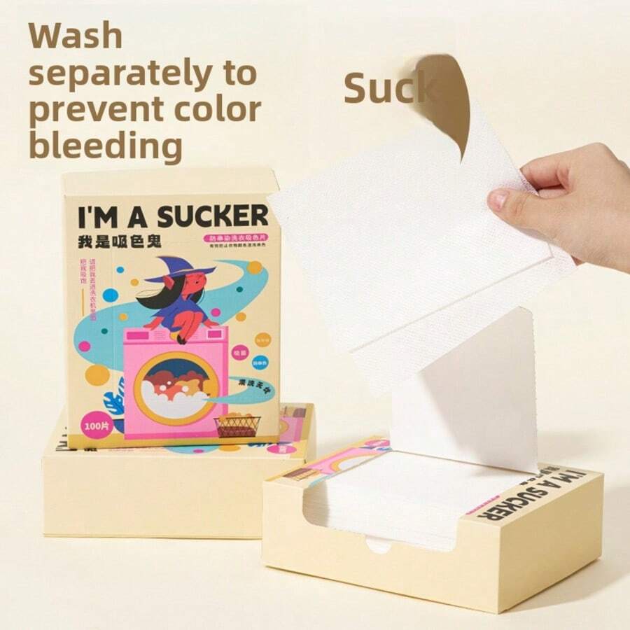 100 Stücke/Box Farbfangtücher - Waschmittelblätter zum Verhindern von Farbübertragung, Vermeiden von Ausbluten und Verfärbungen, parfümfrei für Waschmaschinen, empfindliche Stoffe, Rot, Blau, Schwarz - Zubehör für den Heim- und Profigebrauch