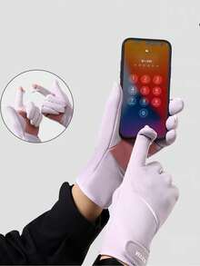 1 Pair Solid Color Casual Knitted Fabric Warm Gloves, Waterproof For Women, Suitable For Outdoor Sports, Cycling, Motorcycle, Bike, All Season, Touchscreen Capability, Thermal Lined