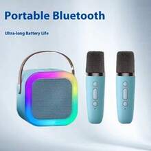 Portable Bluetooth Speaker With 2 Microphones For Karaoke - 藍色 - 查看 2