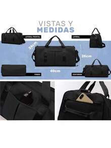 Bolsa grande de yoga y gimnasio con compartimento para zapatos, separación de seco y húmedo, impermeable, multifuncional, adecuada para gimnasio, viajes y ocio - Multicolor - Ver 7