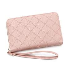 Girl's Rhombus Pattern Coin Purse, Korean Minimalist Large Capacity Card Holder Wallet, Zipper Clutch Bag, Phone & ID Card Case - Multicolor - View 8