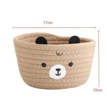 Handmade Woven Rope Cute Bear Storage Basket, Crafted Woven Basket For Living Room, Makeup Storage, Tabletop, Bathroom Decor, Kids Toy Storage