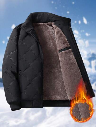 Herren Thermofutter Reißverschluss Jacke, Lässig Sportbekleidung für den Winter