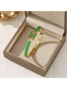 1pc 18K Gold Plated Women's H-Shaped Bracelet, Exquisite Jewelry Bracelet, Best Gift For Ladies On Easter, Christmas, Mother's Day (No Gift Box) - Letter H - View 10