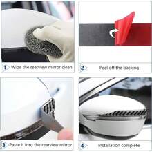 4 tiras anticolisiones para espejo retrovisor de coche, pegatinas y calcomanas de fibra de carbono brillante, accesorios exteriores universales para espejo de visin lateral - Negro - - Ver 6