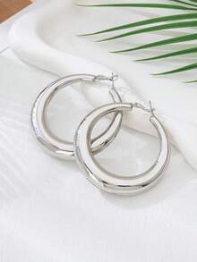 1 Coppia Di Orecchini Alla Moda In Smalto Geometrico, Versatili - Argento - Visualizzare 2