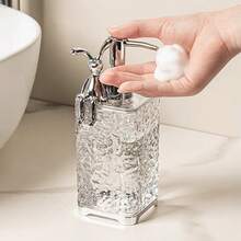 1 pieza Botella de desinfectante de manos con decoración de conejo, dispensador de jabón, bomba de desinfectante de manos, recipientes reutilizables con tapas para champú, jabón corporal, detergente para la ropa, tónico y loción, lata rellenable de líquido para el baño, la ducha, el fregadero de la cocina, la lavandería | Accesorios de baño | Decoración del hogar - transparente - Ver 2