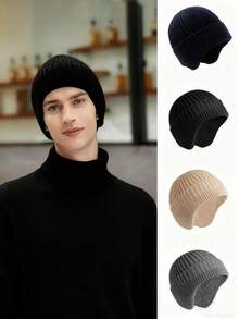 1PC Hat Men's Autumn/Winter Knitted Hat Thickened Knitted Hat, Ear Protector Head Cap Cold Resistant Warm Hat