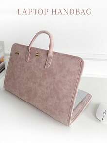EIGIIS 1pc Slim Shockproof Laptop Sleeve For 14/15.6/16 Inch Notebook, Pink Business Carry Case For Women, Fashion Simple Portable Laptop Bag