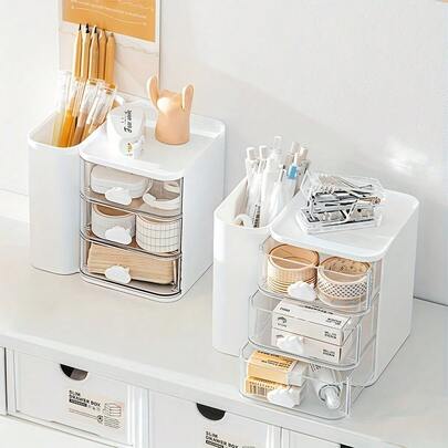 1 pieza Caja de almacenamiento con forma de nube blanca, soporte multifuncional para bolígrafos, organizador de escritorio, suministros de oficina, caja de almacenamiento multiusos, organizador de escritorio, organizador de cosméticos, regalo navideño