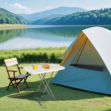 Height Adjustable Folding Table, Outdoor Folding Table, Picnic Table, White, Suitable For Picnics, Fishing, Camping, Indoor And Outdoor Use. - trắng - Xem 5