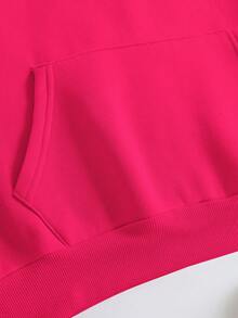 Customized Women's Fleece Sweatshirt With Pockets - Customizable Front And Back Of Sweatshirt, Add Your Own Text, Choose Color And Font, As A Gift For Girlfriend, Family Or Yourself. - Hot Pink - View 5