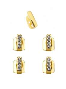 1 Set Single Row Smooth Rose Gold/Silver/Gold Color Cubic Zirconia Vertical Bar Teeth Grills, Unisex Adjustable Hip Hop Club Rock Party Jewelry Decor Gift