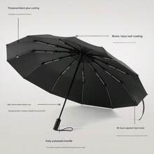 Fully Automatic Folding Umbrella Simple Daily Use One-Button Folding Black Plastic Sun Protection Sunny And Rainy Dual-Use Parasol - 黑色 - 查看 2