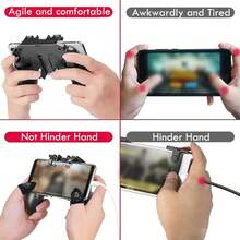 Mobile Game Controller, Touch Joystick, Game Buttons, Sensitive External Controller, Mobile Game Grip, Aiming Assist, Shooting Trigger, Mechanical Gamepad Compatible With IOS And Android Smartphones - Black - View 2