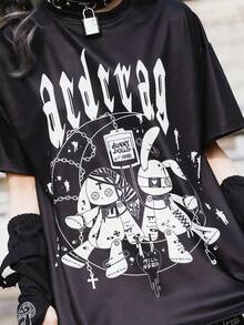 Unisex T-Shirts For Men, Short Sleeves, Short Sleeve T-Shirts, Spring Clothes, Summer Clothes, Clothes, Tops, Loose Fit, Big Silhouette, Graphic Print, Design, Gift, Present, Street, Spring, Summer, Autumn, Winter, Men's - màu đen - Xem 1