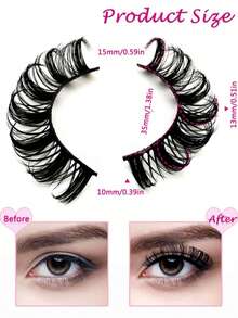 10 Pairs False Eyelashes Clear Band Russian Strip Lashes D Curl Wispy Natural Look 16mm Curly Faux Mink Lashes Like Eyelash Extension Fluffy Transparent Band Cat Eye Look Fake Tail Elongated Eyelashes Packstrip Lashes,Lashes,Eyelashes,Fake Lashes - màu đen - Xem 6