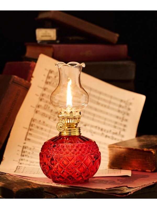 1 szt. Lampa naftowa ze szkła vintage, rustykalna lampa naftowa, kryształowa lampa naftowa retro, antyczna lampa naftowa, odpowiednia do wnętrz, oświetlenia awaryjnego, lampy przeciw huraganowej, lampy do pokoju (płyn nie jest dołączony). Dekoracja do domu w stylu vintage, dekoracyjna lampa akcentowa do salonu/sypialni, dekoracja ogrodu, abażur, prezent świąteczny, prezent na Halloween, prezent na powrót do szkoły, prezent na Dzień Nauczyciela.