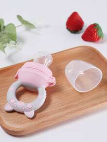 1pc Baby Piglet Shape Silicone Fruit/Vegetable Teether, Suitable For Feeding