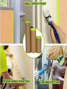 1 rolka laminowanego papieru maskującego do malowania olejem, papier maskujący do malowania natryskowego, folia maskująca do malowania, papier pakowy do ochrony podłóg, ram, mebli, samochodów, obrazów, napraw karoserii, projektów DIY, idealna do biura i zastosowań komercyjnych