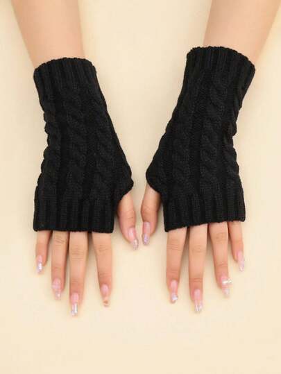 1 Set di 2 paia di guanti senza dita corti, nero/bianco, adatti per l'autunno e l'inverno, ideali per il San Valentino