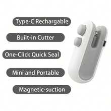 USB Rechargeable Bag Sealer & Cutter - 2-In-1 Portable Heat Sealing Machine For Food Storage, Chips & Snacks Preservation, Compact Plastic Bag Sealer With Freshness Lock Technology & Automatic Cutting - 白色 - 查看 11