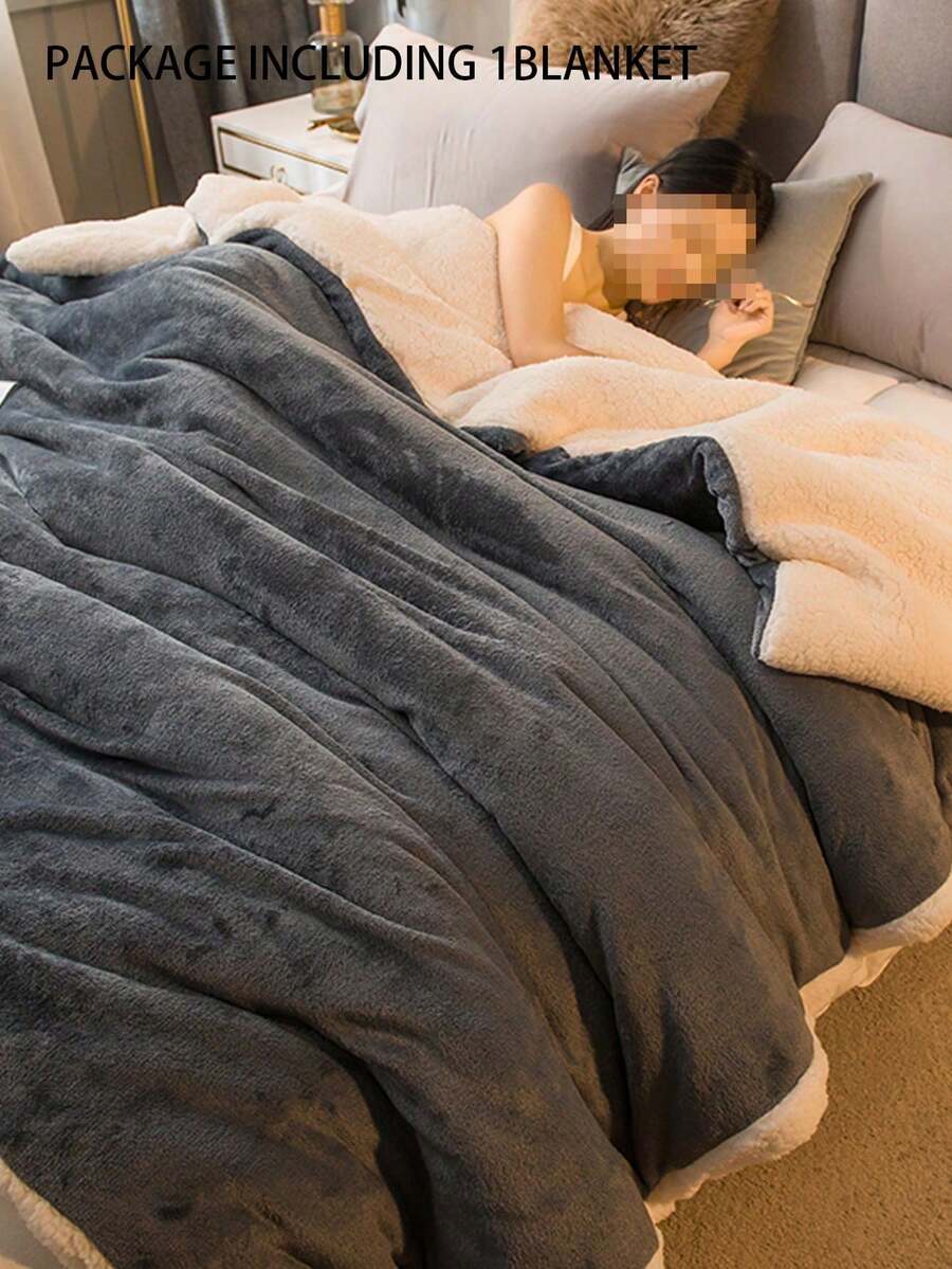 1 件炭灰色夏尔巴羊毛毯 - 柔软、轻盈、舒适的毛绒豪华拉链盖毯，适用于卧室、客房、沙发，可机洗