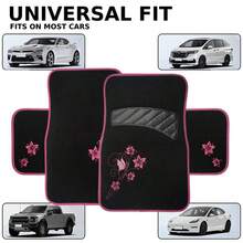 4pcs/Set Butterfly Embroidered Car Floor Mats - 4-piece Car Carpet Set - View 3