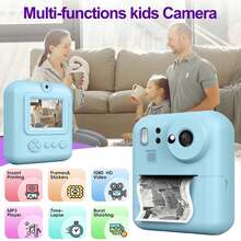 儿童即时打印相机，可拍摄/录制视频并即时打印照片 - 多功能照片视频打印机，3卷打印纸，4800万像素双镜头相机，儿童生日礼物套装，儿童照片打印，儿童视频录制，趣味玩具，儿童电子产品，高质量打印输出，世界杯，情人节，新年，开斋节，生日，派对礼物（1300mAh可充电电池） - 彩色 - 查看 9